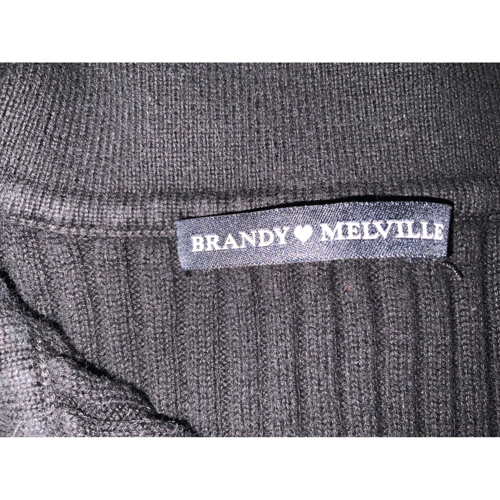 Brandy Melville Black Ribbed Button Down Collared Cardigan Sweater Cropped Slim - Picture 10 of 10